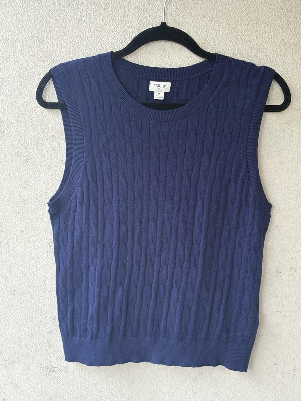 J.Crew Navy Cable Knit Cotton Sweater Vest M Preppy Academia. - Picture 9 of 11